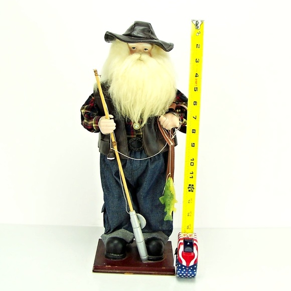 Decorative 18" Tall Fly Fishing Santa Claus Doll - Picture 2 of 8